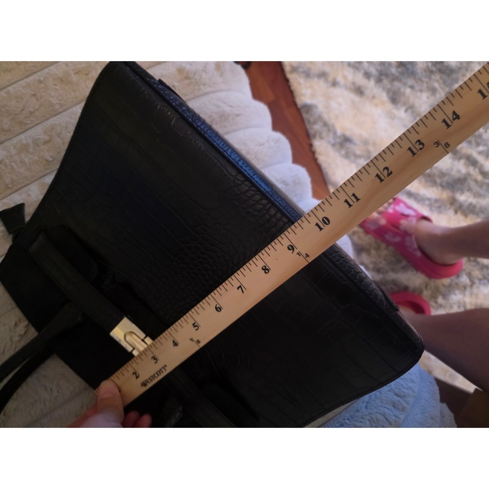 Georgio's and Son Black Croc Embossed Satchel Handbag with Crossbody Strap - Picture 16 of 16
